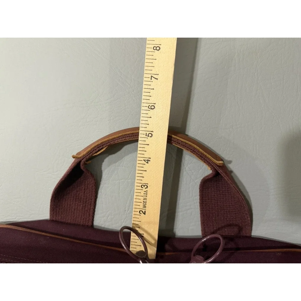 Lands End ‎ Bag Heavy Canvas Leather Duffle Deluxe Square Rigger Burgundy  USA